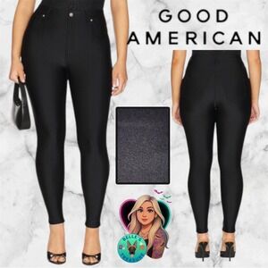 Good American Women's 20‎ Compression Shine Good Waist Pants Black Scuba Disco